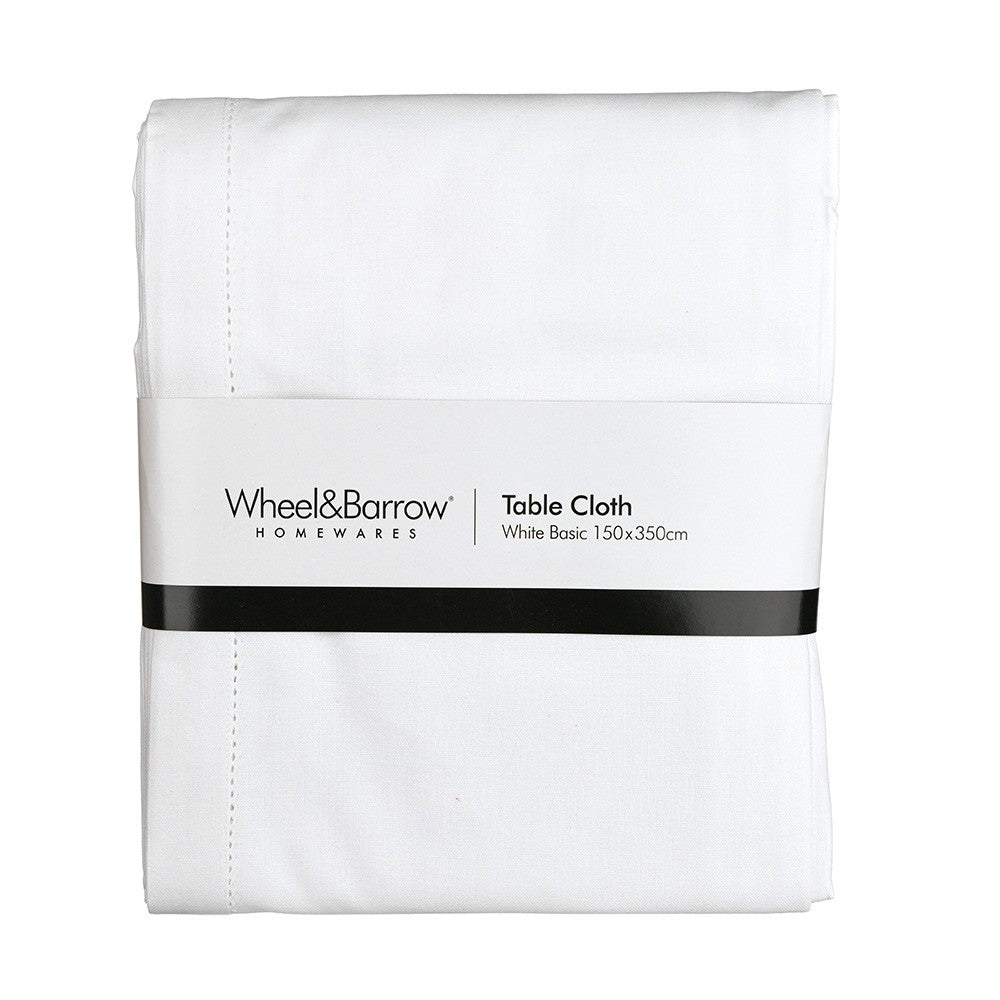 TABLECLOTH White Basics Hem Stitch 150x350cm - Wheel&Barrow Home