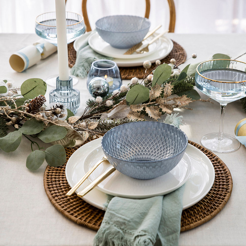 CANDLE HOLDER Glass Pale Blue 8.5x7cm - Wheel&Barrow Home