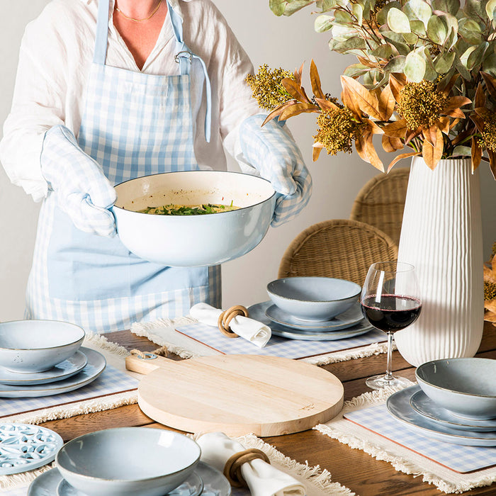 Gingham Oven Mitt Blue