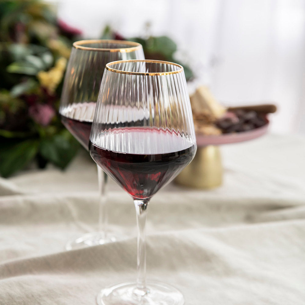 WINE GLASS Optic with Gold Rim 720ml - Wheel&Barrow Home