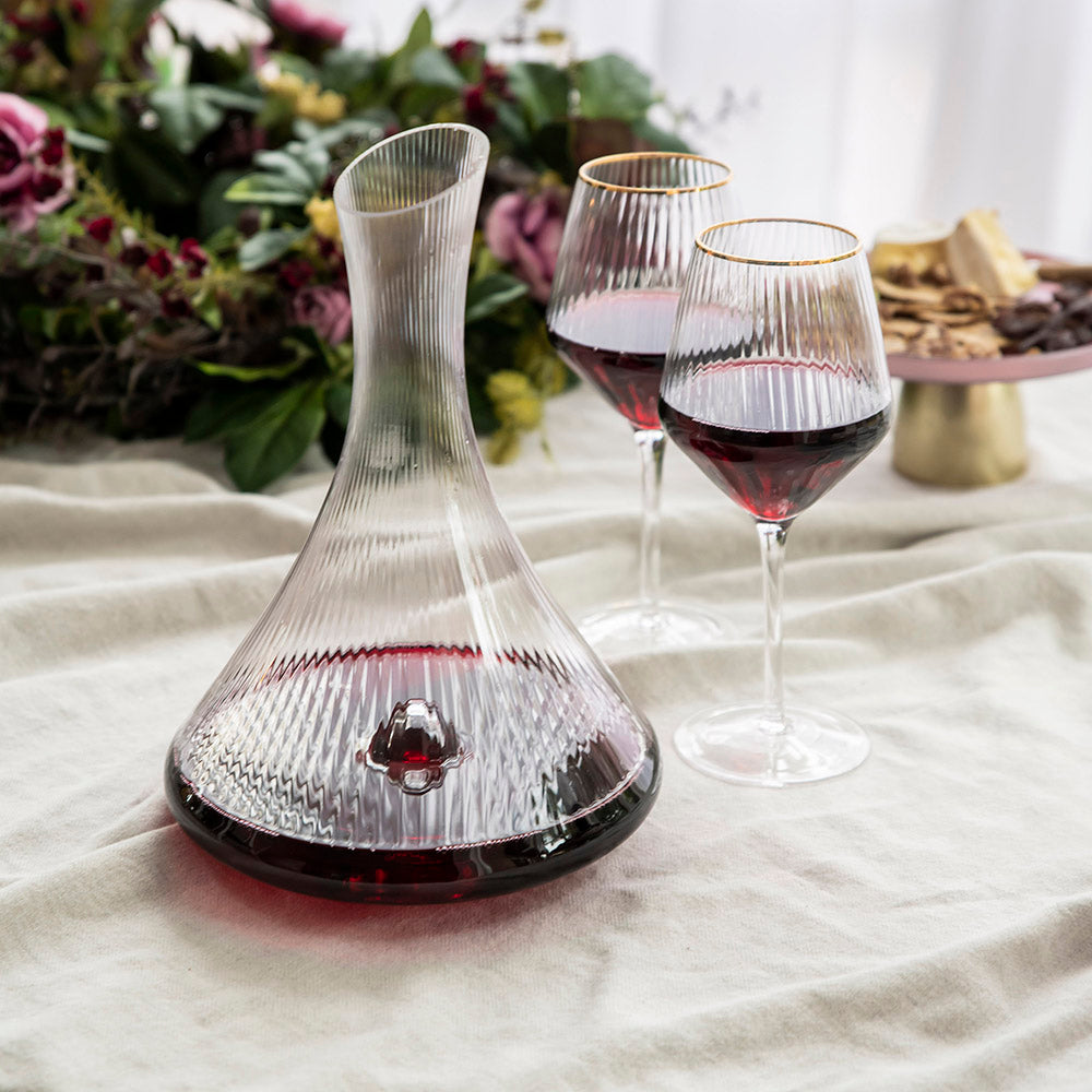 WINE GLASS Optic with Gold Rim 720ml - Wheel&Barrow Home