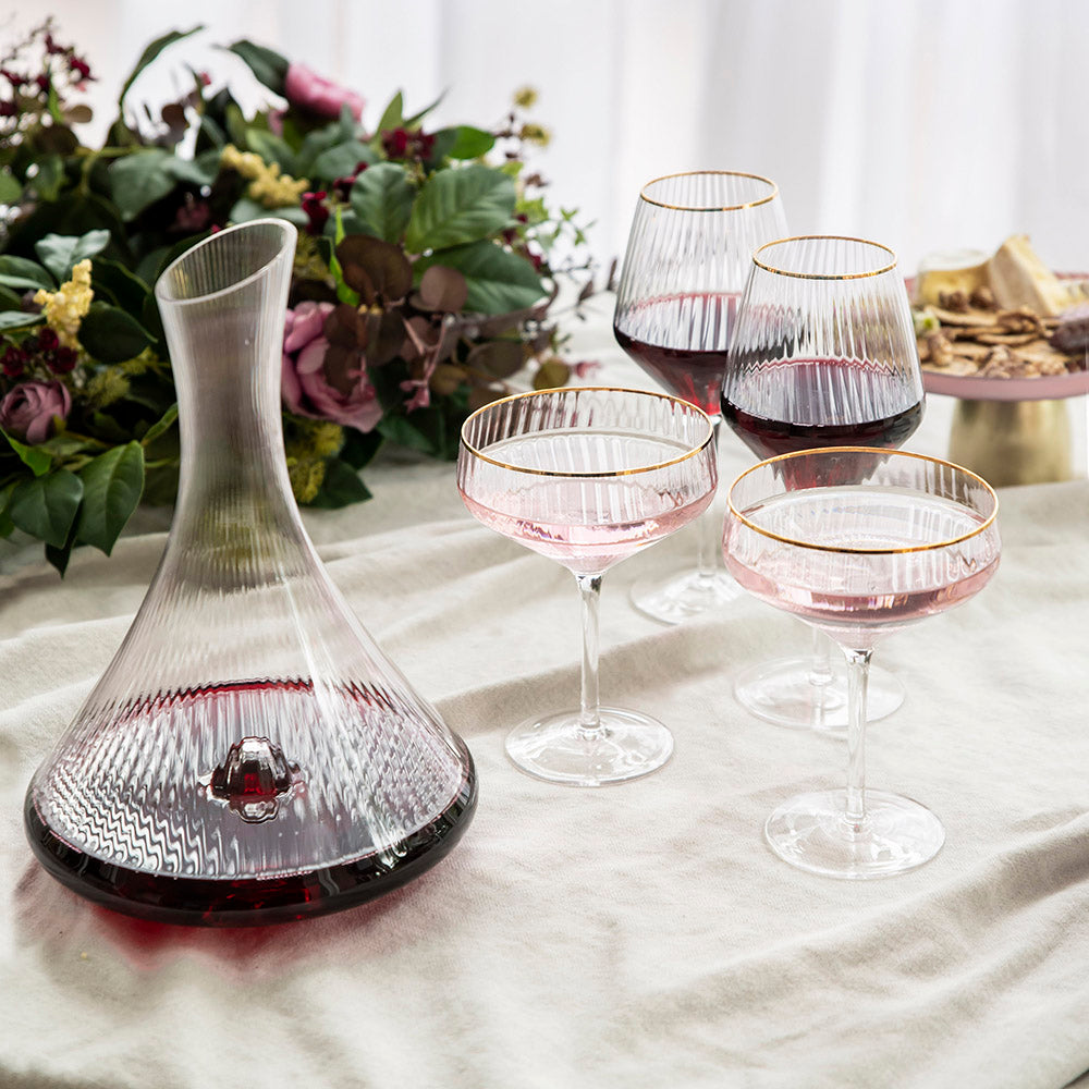 WINE GLASS Optic with Gold Rim 720ml - Wheel&Barrow Home