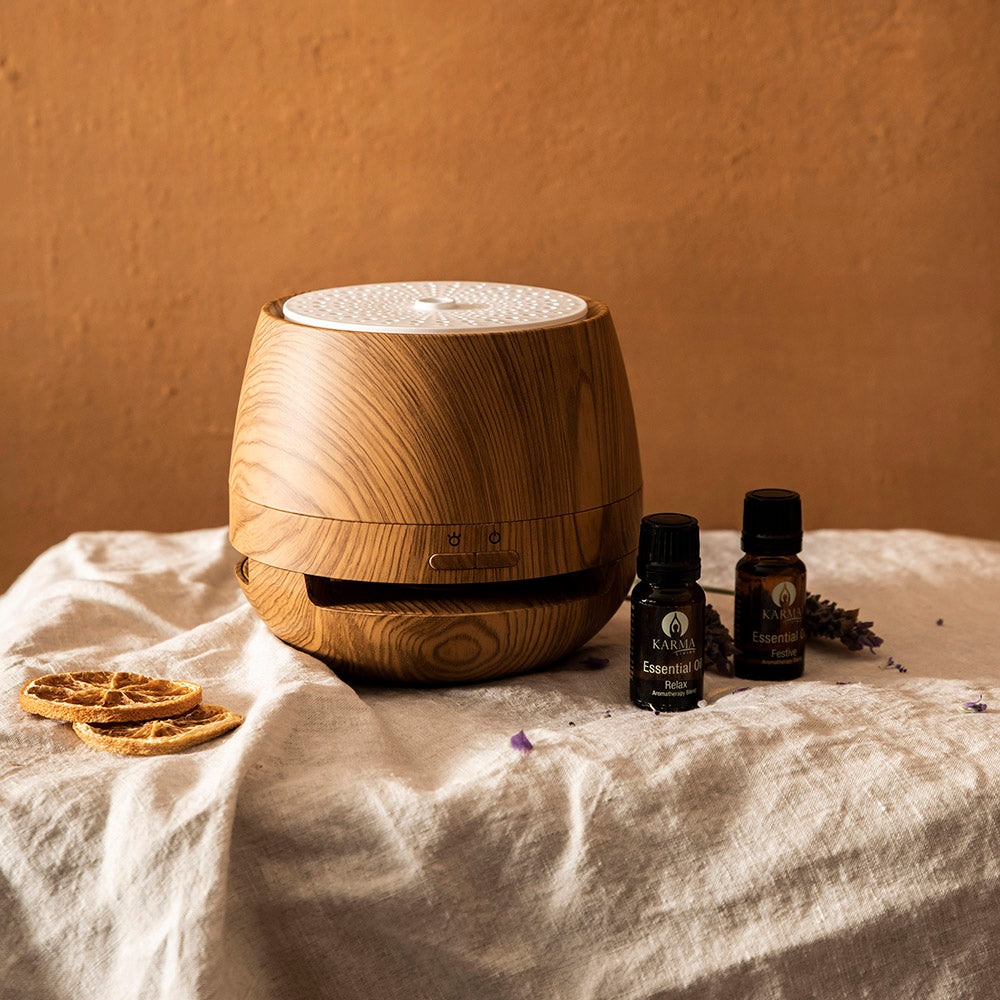DIFFUSER Ultrasonic Rechargeable Bluetooth White/Wood Grain 13x14.5cm 150ml - Wheel&Barrow Home