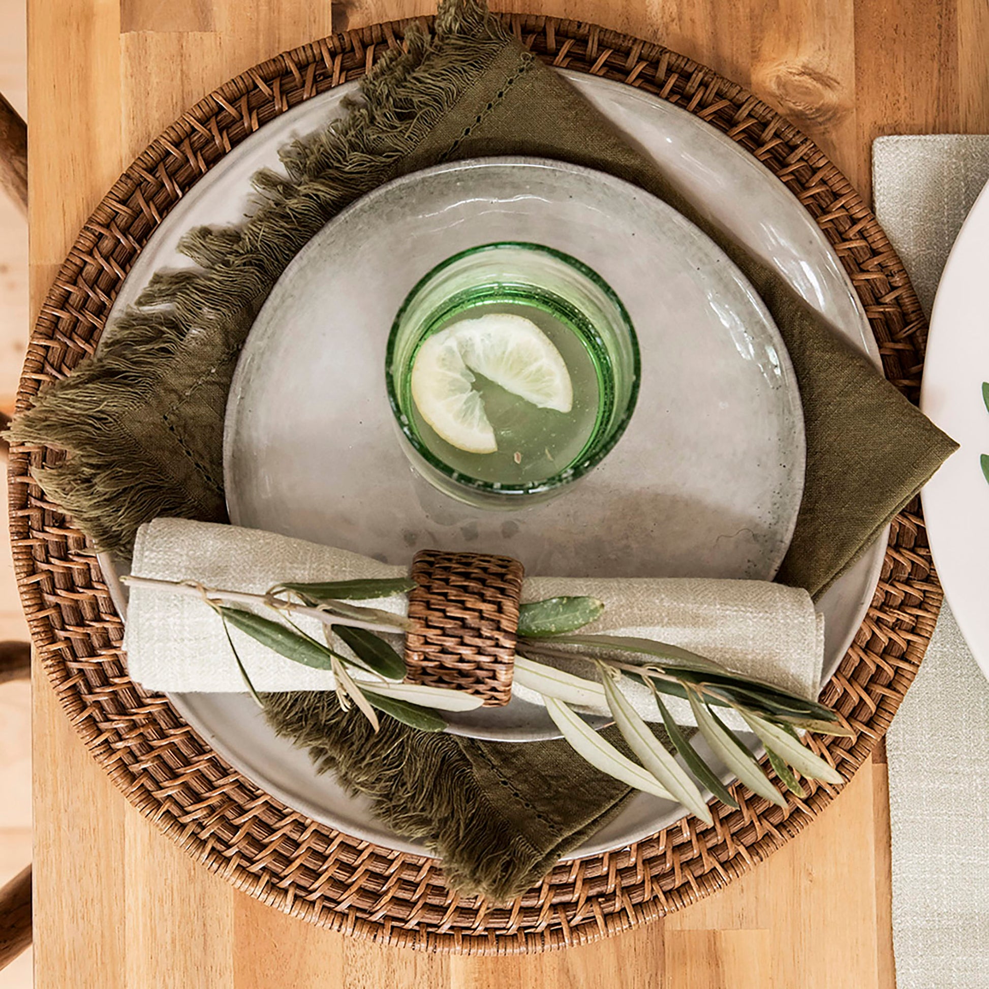 Round Rattan Placemat - Dark Brown (35cm) - Wheel&Barrow Home