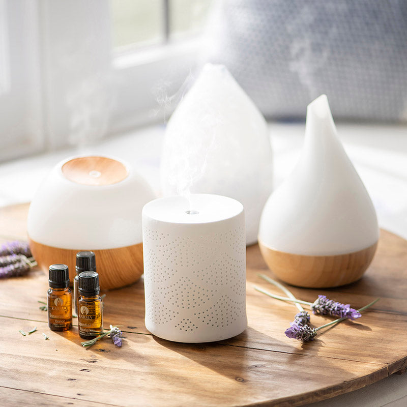 Rechargeable Ultrasonic Diffuser White/Wood Grain (13x15cm) - Wheel&Barrow Home
