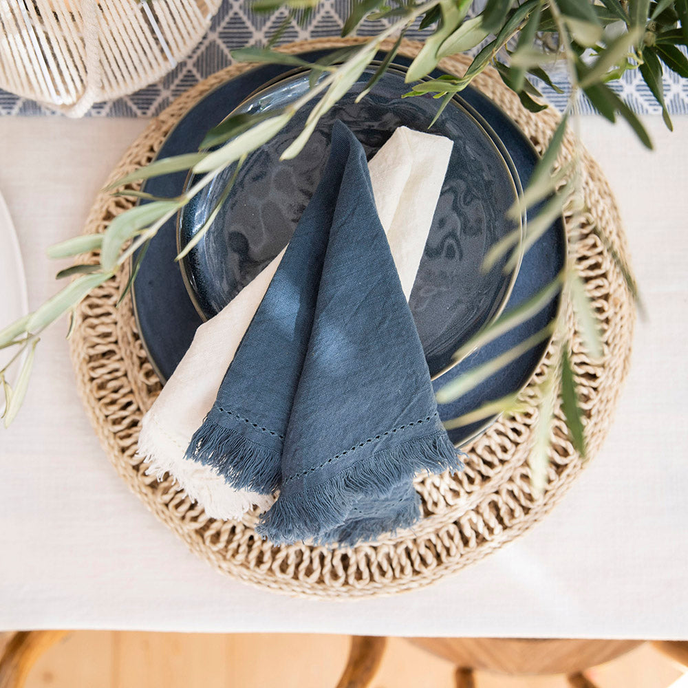 DINNER SET Stoneware Mediterranean Blue 12pce - Wheel&Barrow Home