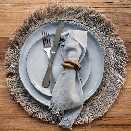 PLACEMAT Round Palm Fibre Fringed 41cm - Wheel&Barrow Home