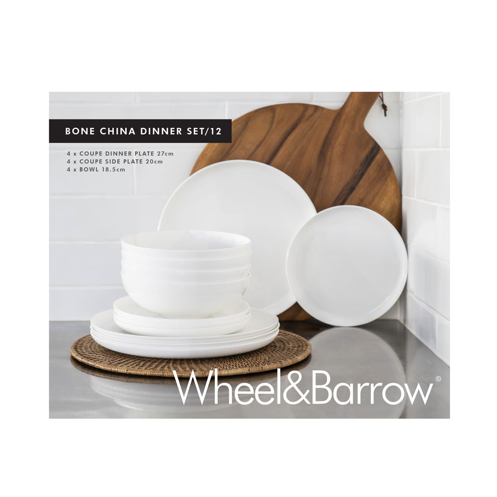 Bone China Coupe Dinner Set 12 Piece White